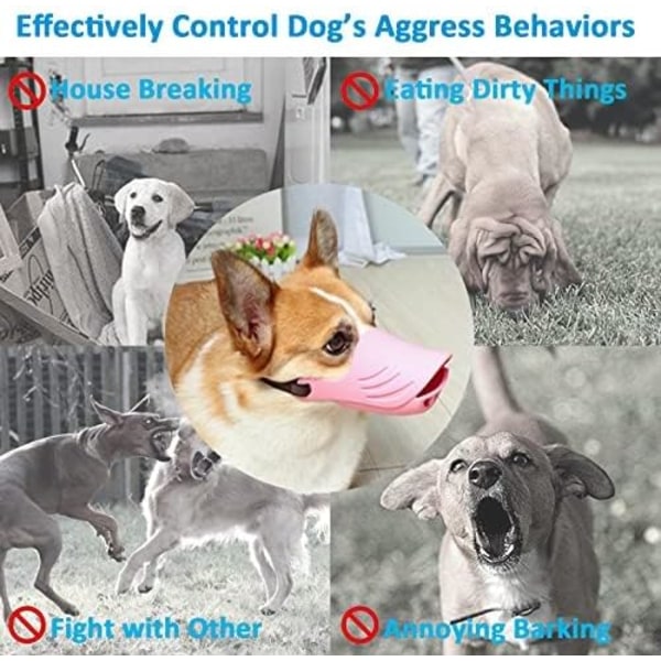 Munkorg för hund, mjukt cover av silikon med justerbar rem för små medelstora hundar, bäst för att förhindra skällande, bitande och tugga (rosa, S)