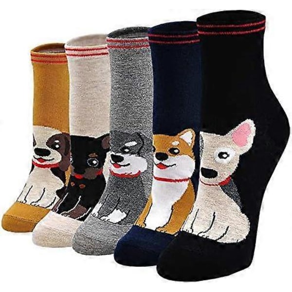 Roliga strumpor för kvinnor, färgglada bomullsstrumpor, tecknade djurstrumpor, roliga strumpor för kvinnor, julstrumpor, sneakers strumpor, 5 par