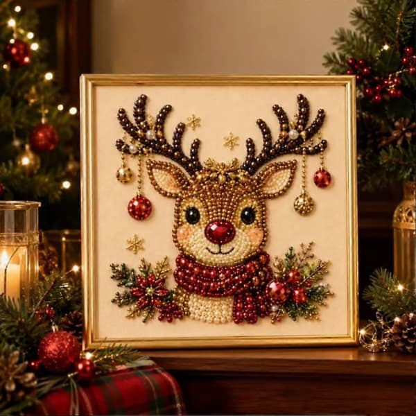DIY Juleperle Diamantmaleri Kunstsett med Ramme 20*20cm B