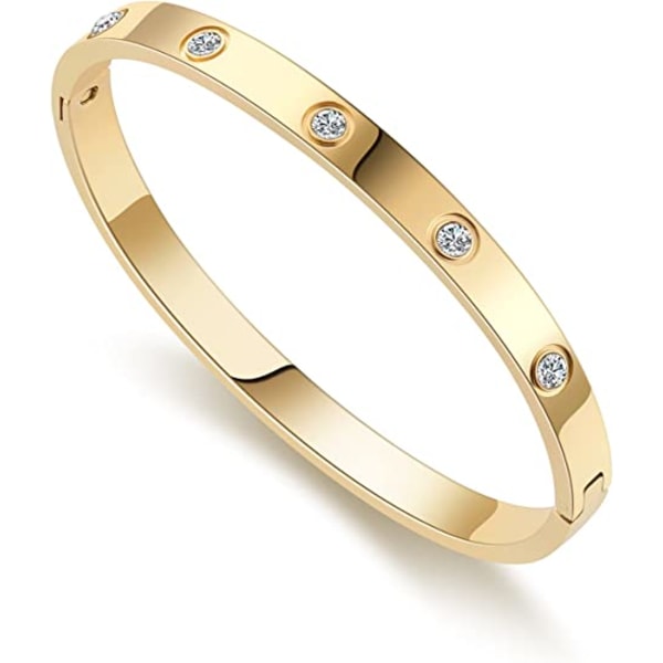Guldarmband för kvinnor 14K guldpläterade vänskapsarmband Armband med Cubic Zirconia stenar Rostfritt stål Armband Smycken Kärlekspresenter