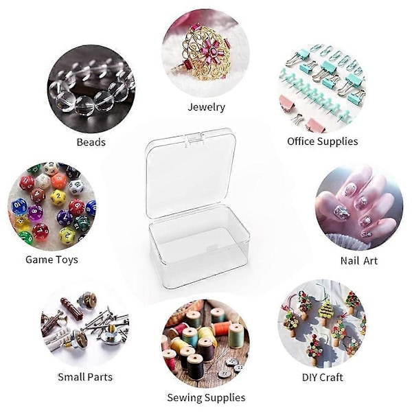 24 st Mini Plastförvaringslådor, 3,3x3,3 tum Tomma Lådor med gångjärn, för Smycken, Hårdvara