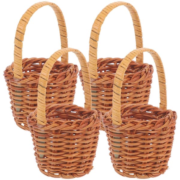 Mini Rattan Kurv til Opbevaring 12 Stk Lysebrun Mini Vævet Picnickurv