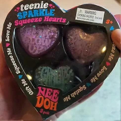 3 stk. hjerteformede Squishy Fidget Legetøjssæt, langsomt stigende stressbolde til angstlindring, Valentinsdag glitterklemme sensorisk legetøj til børn og voksne 2 Sets