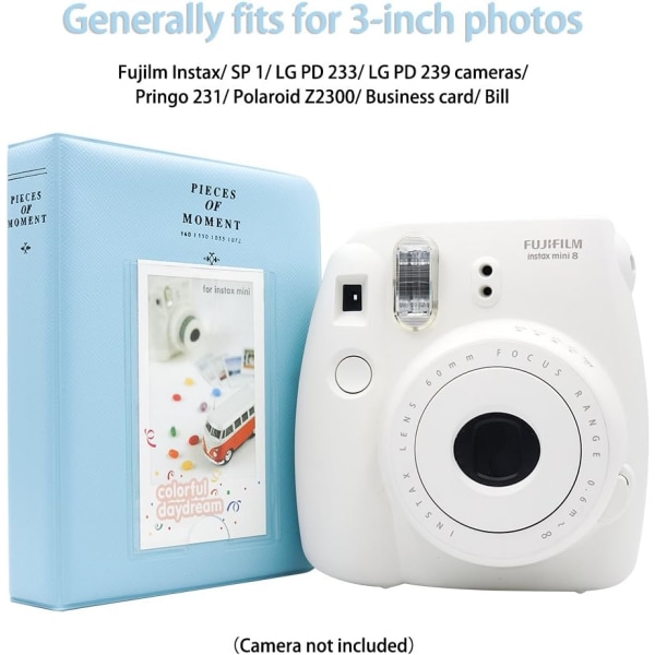 64 taskun minikuvakirja, sopii Fuji Instax Mini 7s 8 8+ 9 25 26 50s 70 90 pikakameraan ja käyntikorttiin (sininen 16 sivua).