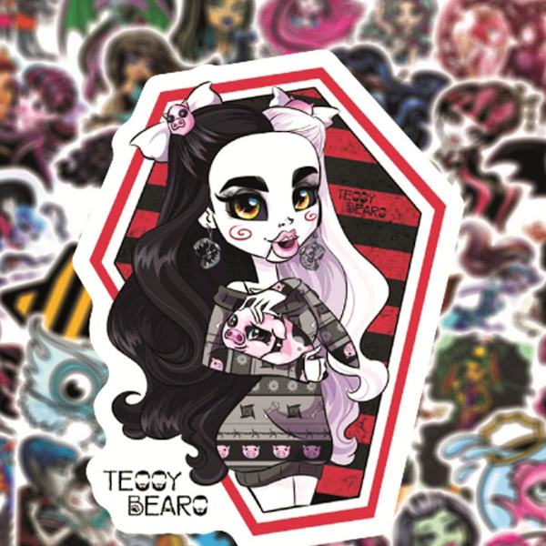 50 stk Monster High klistremerker for vannflasker Klistremerker for tenåringer, voksne for vannflaske, bærbar PC, telefon, Hydro Flask Reise Vinyl klistremerker Vanntett