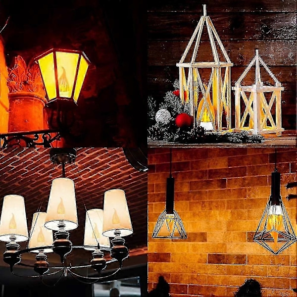 4-pak 3W E14 LED-pære Flame Effect Pære med 3 belysningstilstande Dekorativ pære