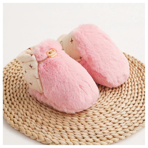 Baby Tegneserie Plys Bomuld Småbørnssko Vinter Sokker Småbørn Piger Hjemmesko Første Gåsko til Drenge Piger Pink M 11.5 Cm