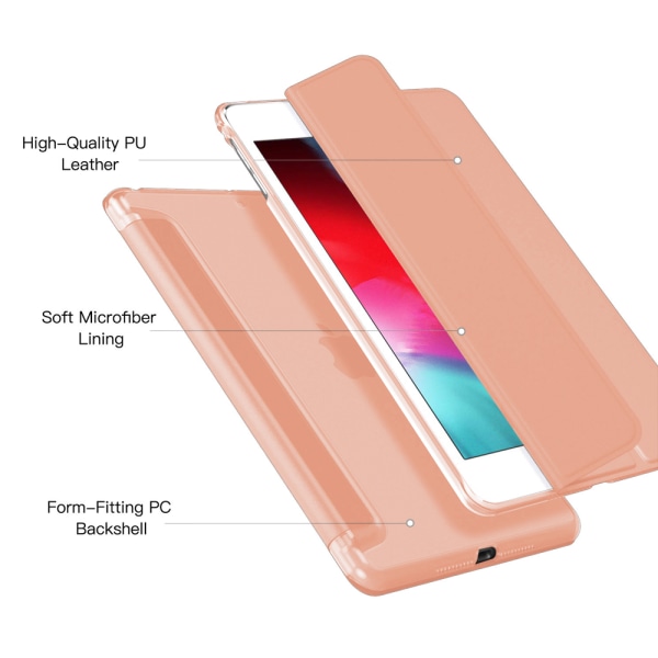 Smart Case kompatibelt med iPad Air 3 10,5", genomskinligt magnetiskt case med matt baksida med Auto Sleep/Wake-rose-guld