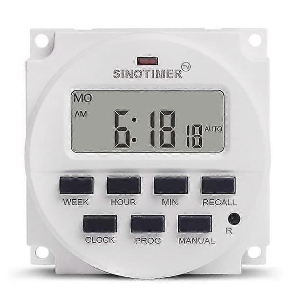 SINOTIMER Tm618N-2 LCD 1,6 tommer digital 220V AC 7 dages programmerbar timer-kontakt med relæ indeni