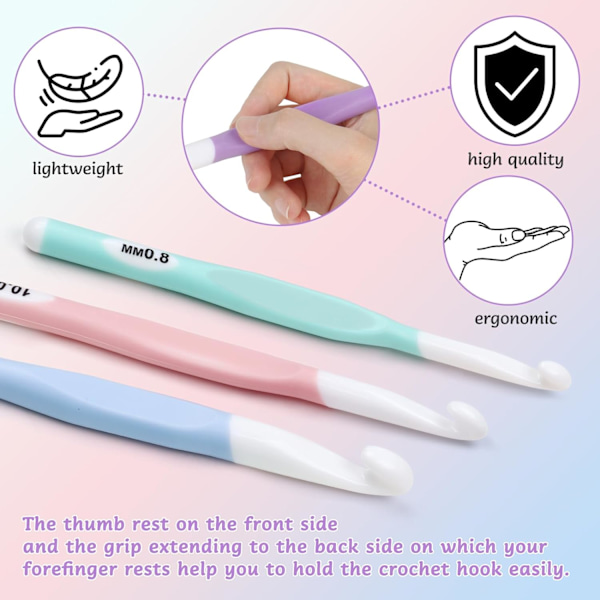 4 st stora virknålar (8 mm / 10 mm / 12 mm / 15 mm) Ergonomisk virknålsset Mattvirkning Smidiga virknålsset DIY Handgarnvävningsverktyg