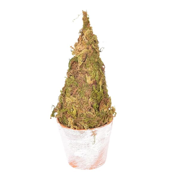 Kunstig mos juletræ – mini potteplante til skrivebord og hylde julepynt