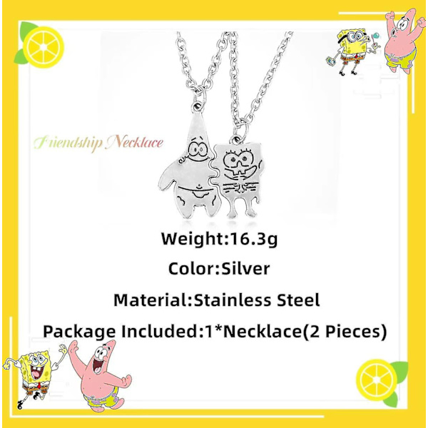 2-pack Söt Anime Bästa Vän Halsband, Parhalsband Mångsidigt Herr- och Dammode Halsband Kedja Nät Röd Hip Hop Tillbehör