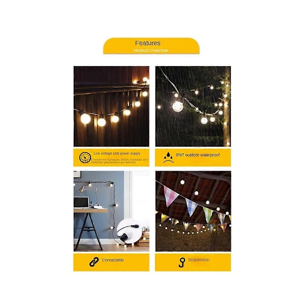 LED G50 Stränglampor Utomhus för Julkrans Dekoration Ljus Fairy Light Bulb Brölloplampa