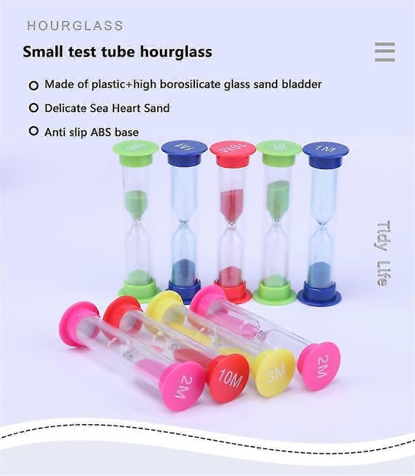 1, 2, 3, 5, 10 minutters sandæg-timer undervisningsspil madlavning timing timeglas blue 3min