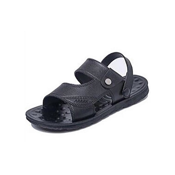 Platta Sandaler Herr Loafers Extremt Bekväma Halksäkra Strandskor för Resor Poolbad Black 42