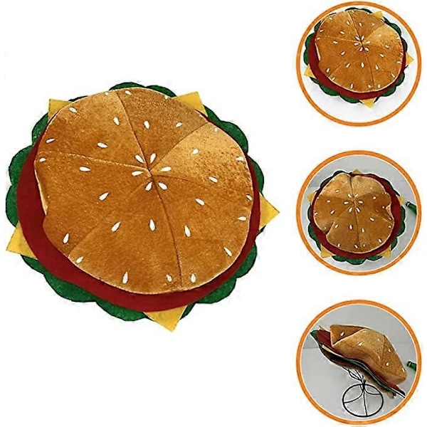 Sjov Burger Hat Fastfood Hatte Plys Kostume Tilbehør Halloween Julefrokost Dekorationer