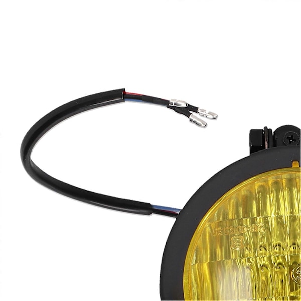 5in 12V Motorcykel Forlygte Rund Gul Linse Sort Hus Universal til Retro Motorcykler
