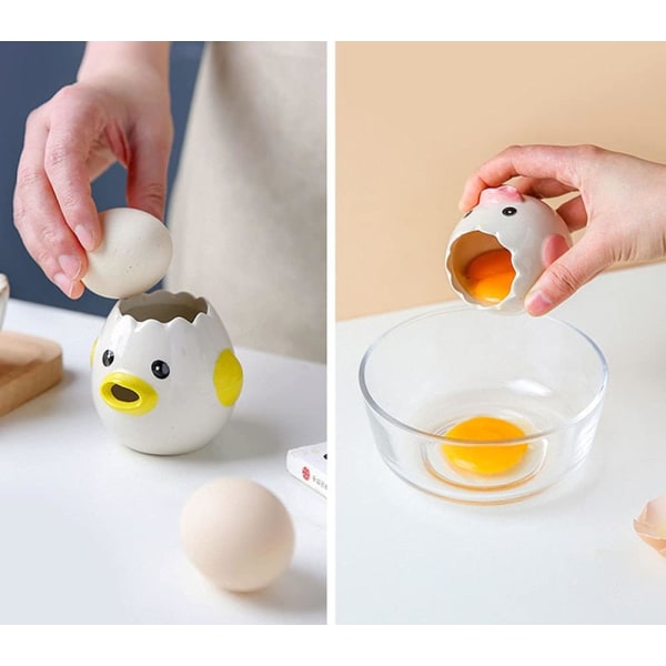 Söt äggavskiljare, Keramik Kräkningar Kycklingäggula Vitavskiljare, praktisk hushålls liten äggfilterdelare