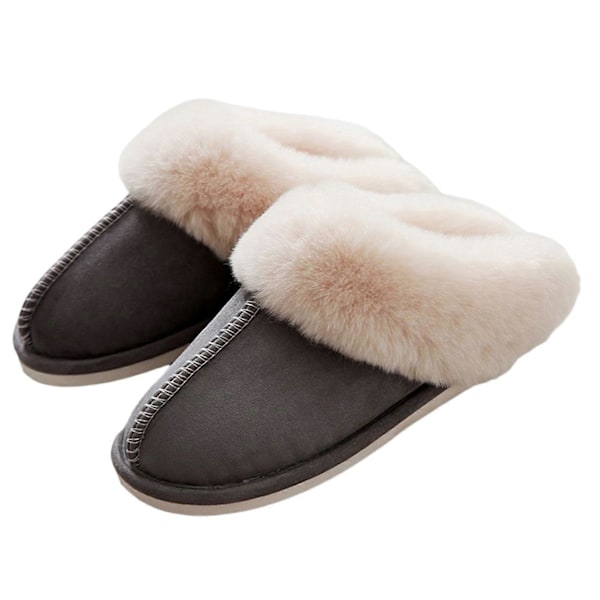 Damtofflor i Bomull, Tjocka Plåstertofflor, Höst- och Vintervärmande, Vattentäta, Halksäkra Hemtofflor Light Gray 40-41 for 39-40