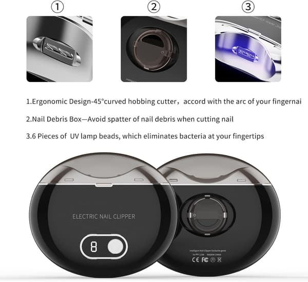 Automatic Nail Clippers, Electric Nail Clippers, Black Nail Clippers