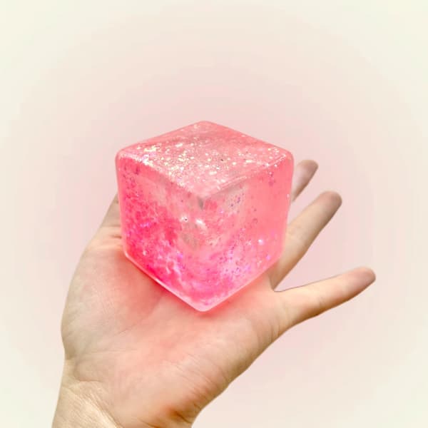 Aurora Ice Cube Squishy Toy – Tøybar Klemme Stresslindrende Sensorisk Leke Pink