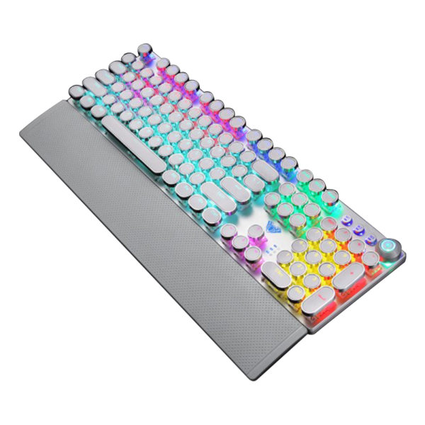 Rigtig mekanisk tastatur Grøn switch tastatur Gaming Desktop Laptop Kontor Kablet tastatur-S2058 Punk Edition Hvid