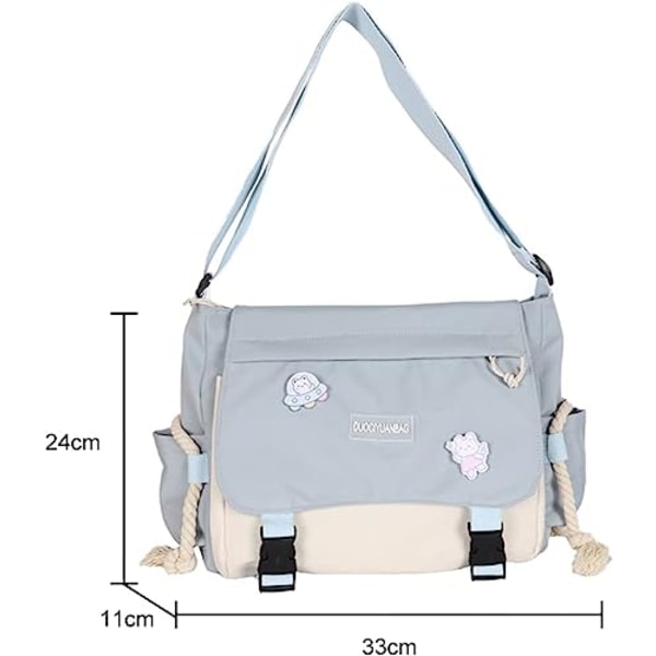 Esteettinen olkalaukku täytetyllä riipuksella ja pinsseillä Kawaii crossbody-laukku naisille nylon olkalaukku