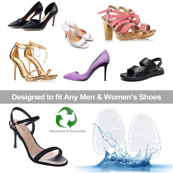 Kuddar för kvinnor, anti-glidande fotkuddar för skor med öppen tå, boll av fotkuddar, skokuddar Högklackade kuddar kvinnor 3-par genomskinliga