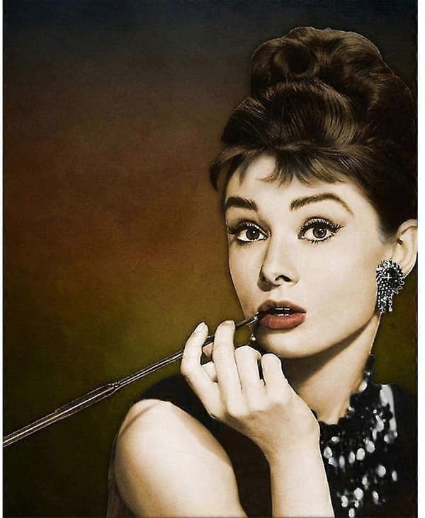 5D Diamantmalingssett for voksne, barn. Romdekorasjon, hjem, kontor, gave til henne ham Audrey Hepburn