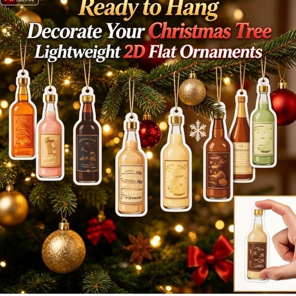 Eggnog Advent Calendar 2026, 24-Day Christmas Countdown with 2D Flat Bottle Hanging Ornaments
