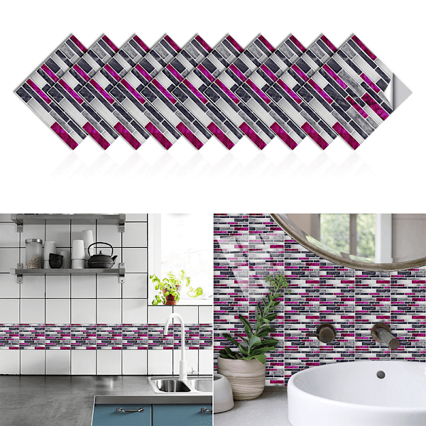 15 cm veggdekor for hjemmet, selvklebende mosaikkfliser til bad og kjøkken, 30 stk Style 2