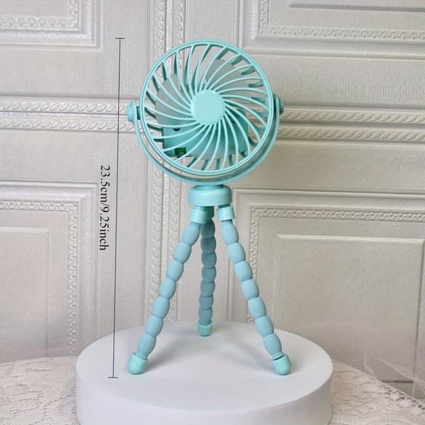Bærbar fleksibel stativvognsventilator, USB genopladelig mini-blæksprutteventilator, ultra-stille, velegnet til bilsæder og rejser.