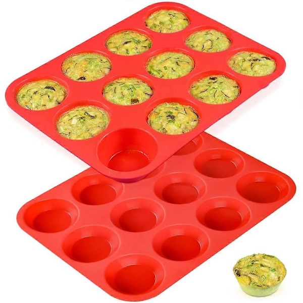 12 Kopper Silikone Muffin Form - Nonstick BPA Fri Cupcake Form 1 Pakke Almindelig Størrelse Silikoneform 2 pieces