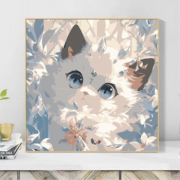 Katt DIY Digital Oljemålning Efter Nummer 20x20cm Hem Väggkonst Present