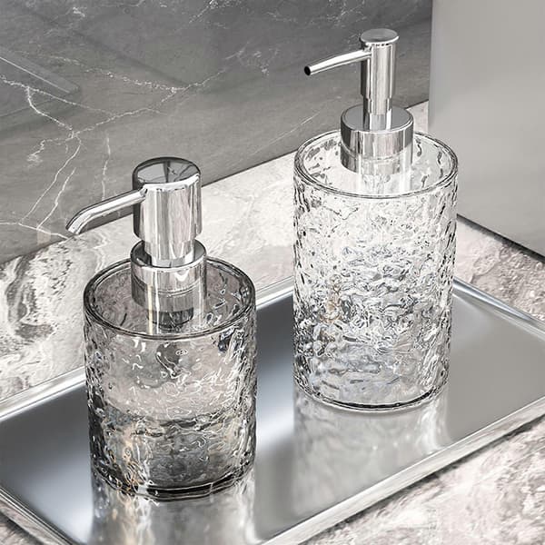 Glas sæbedispenser Skumsæbedispenser med diamantglas Genopfyldelig håndsæbedispenser Bordplade sæbedispenser Transparent grå