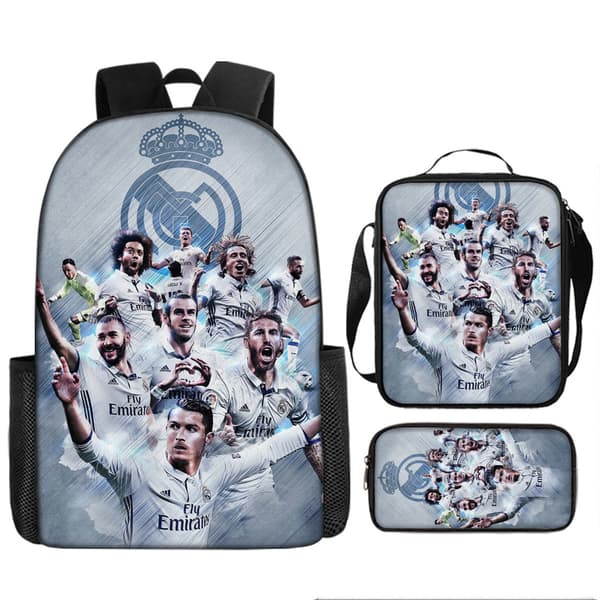 Cristiano Ronaldo and Messi Kids Backpack, Printed Pencil Case, CR7 Backpack, Large Capacity Three-Piece Set