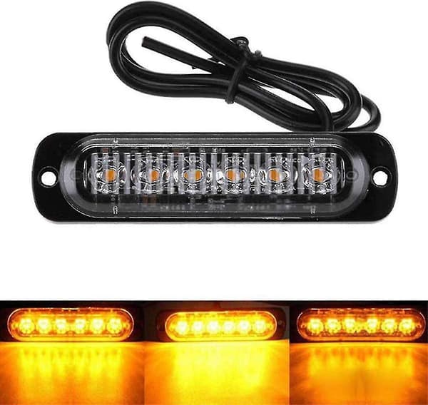 4kpl 18w 6 Led Ohut Keltainen Strobe Vilkkuvalo Palkki Auto Kuorma-auto Varoitussignaali Pysäköintivalo Lamppu