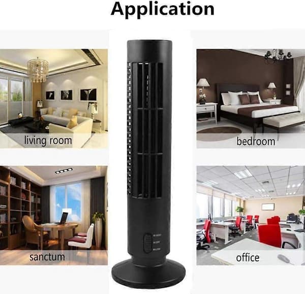 Tornfläkt Bladlös Design med Justerbart Luftflöde, USB-kylning för Kontor Sovrum Skrivbord Vit