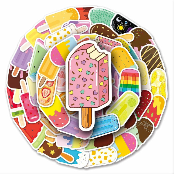 50 st Popsicle Stickers, Vinyl Vattentät Ice-Lolly Stickers för bärbara datorer, Vattenflaskor, Datorer, Telefoner, Färgglada Sommar Popsicle Stickers