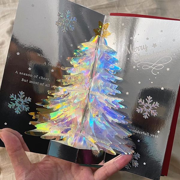 Pop Up Julkort, 3D Glitter Julgran Gratulationskort God Jul Pop Up Card