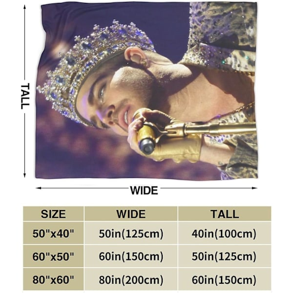 Adam Lambert Tæppe Lammeuldstæppe 3D Print Plys Tæppe Sengelinned Dekor Tæppe til Stue Soveværelse Kollegieindretning (3 Størrelser) 80x60in 200x150cm