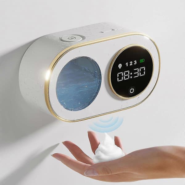 Automatisk skummende sæbedispenser med HD LED digitalt ur skumsæbedispenser vægmontering