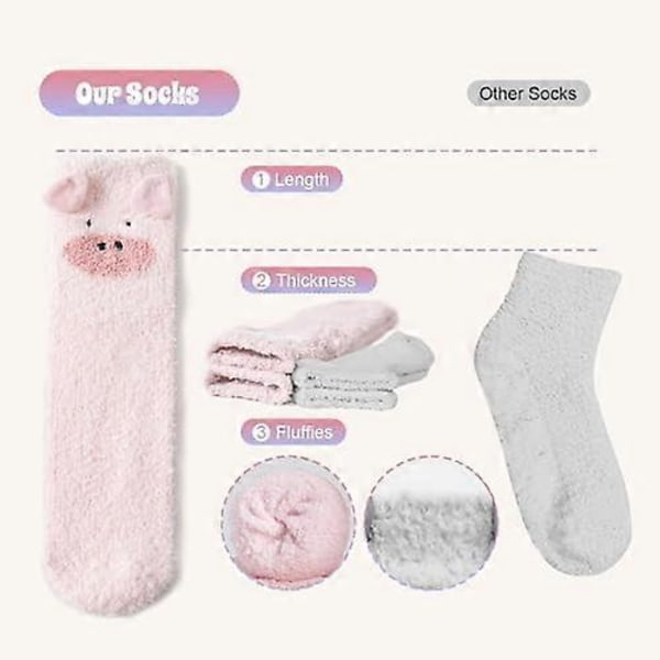 Niofind Fluffy Sokker til Kvinder og Piger Varme Hyggesokker, 6 Par Tykke Bløde Vinter Fuzzy Julesokker til Afslappet Brug Hjemme og til at Sove i