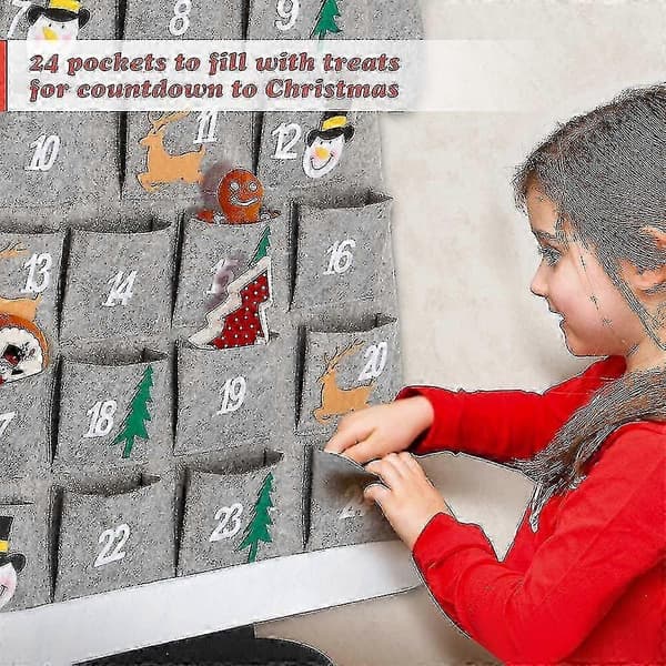 Julekalender 3D Julemand Filt Julekalender Med 24 Lommer Jule Nedtælling