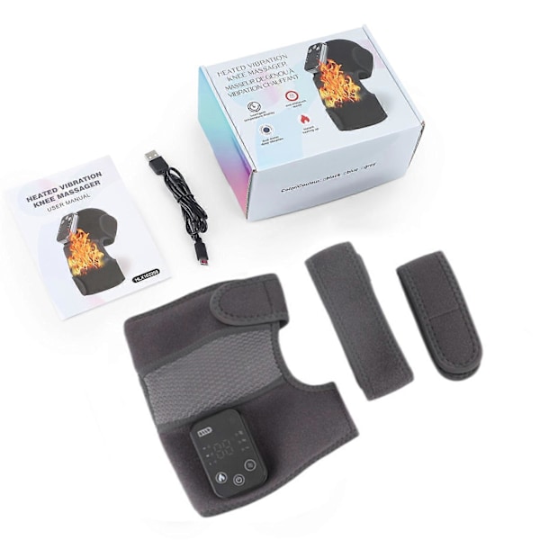 Elektrisk Uppvärmningsvibration Massage Knäskydd 2 i 1 Knä Armbåge Axel Massage Enhet för Äldre Grey