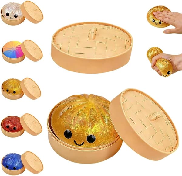 Glitterende stressball for sensorisk stimulering og stresslindring, elastisk, 1 stk i gull Guld