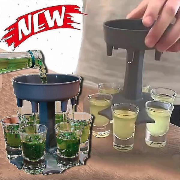 Vindispenserholder 6-skuds glasdispenser og holder ølseparator bar festtilbehør Grey