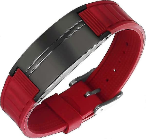 Magnetisk Terapi Armbånd til Lindring af Gigt og Lymfedrænage, Silikone Rustfrit Stål Unisex Armbånd (Sort) Black Red