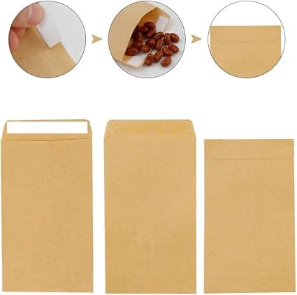 120 pcs Small Brown Envelopes - Self-Adhesive, Multifunctional for Money, Seeds, Notes, Beads (2.4 * 3.9 inches)
