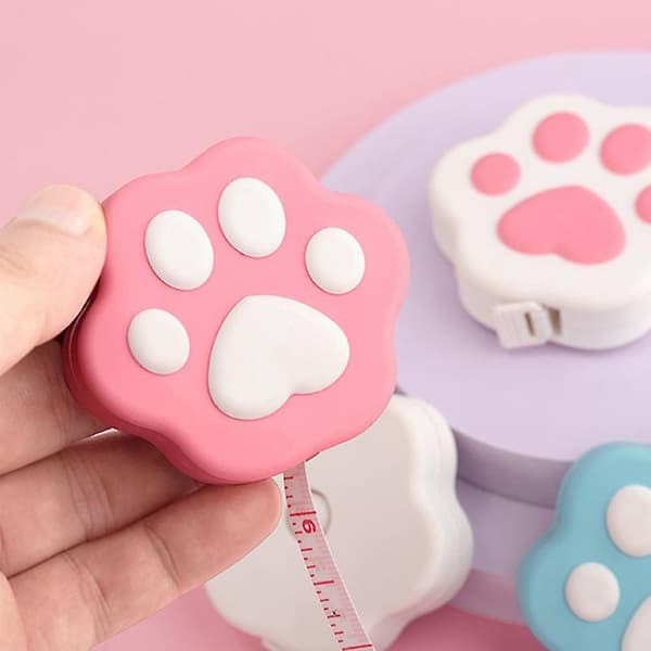 Mini Kattfot-formad Infällbar Kroppsmåttband med Tryckknapp Infällbar Kropp Vit White 1pc